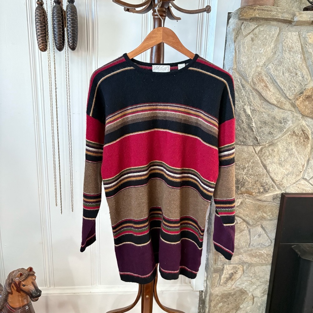 Vintage Lord & Taylor Striped Knit Wool and Angora Pullover Sweater